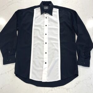 Roper Mens Medium Western Rodeo Cowboy Formal Long Sleeve Square Button Up Shirt